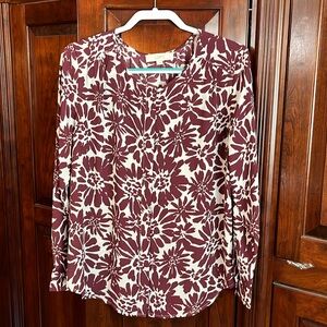 Loft wine/white flower shirt Size M